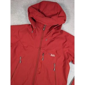 Rab Raptor Softshell Jacket Mens Medium Red Hooded  Full Zip Outdoor Hiking